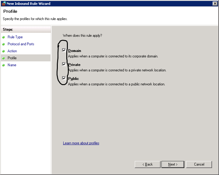 Open a port on windows firewall